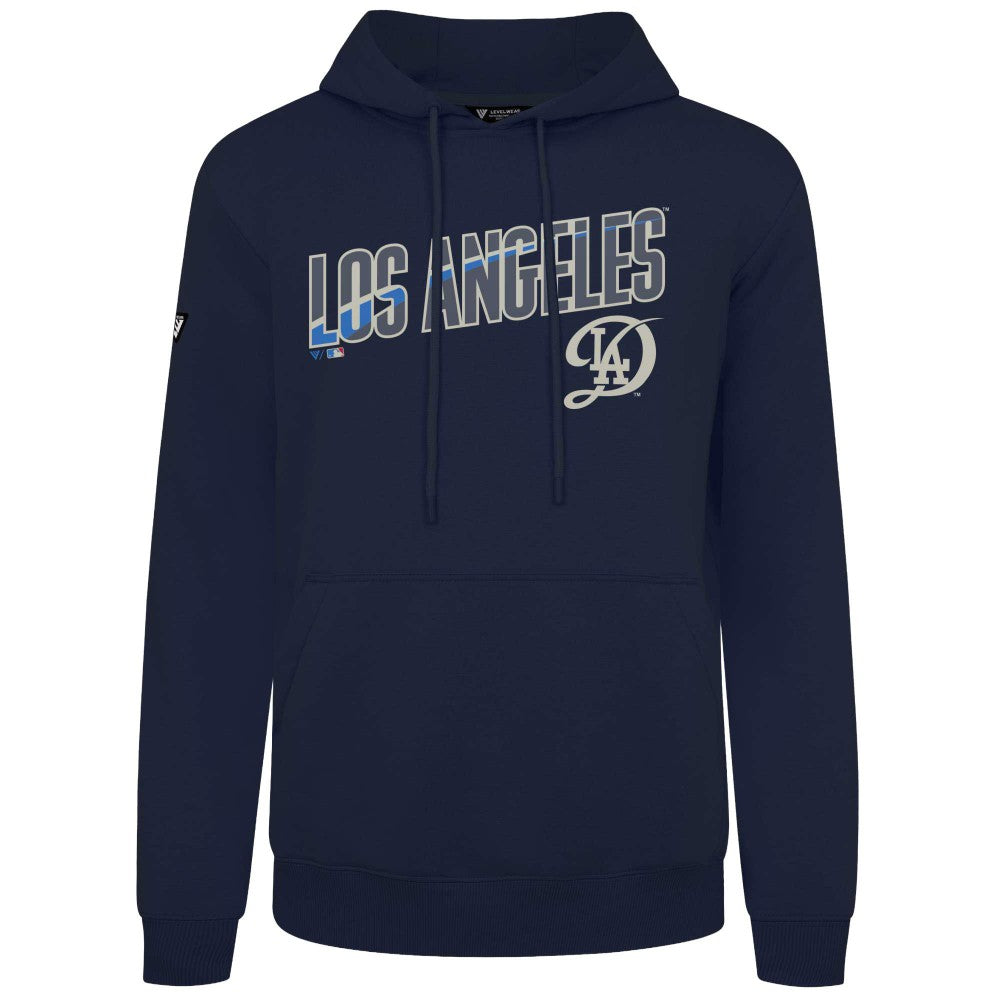Los Angeles Dodgers Levelwear City Connect Podium Back Splash Pullover Hoodie - Navy Hoodies
