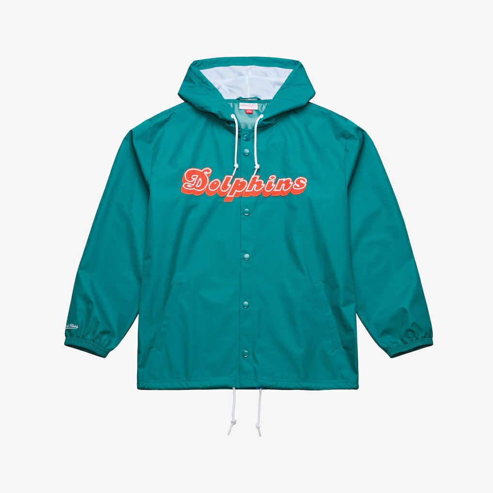 Miami Dolphins Coaches Full-Snap Hooded Windbreaker Jacket - Aqua Jackets