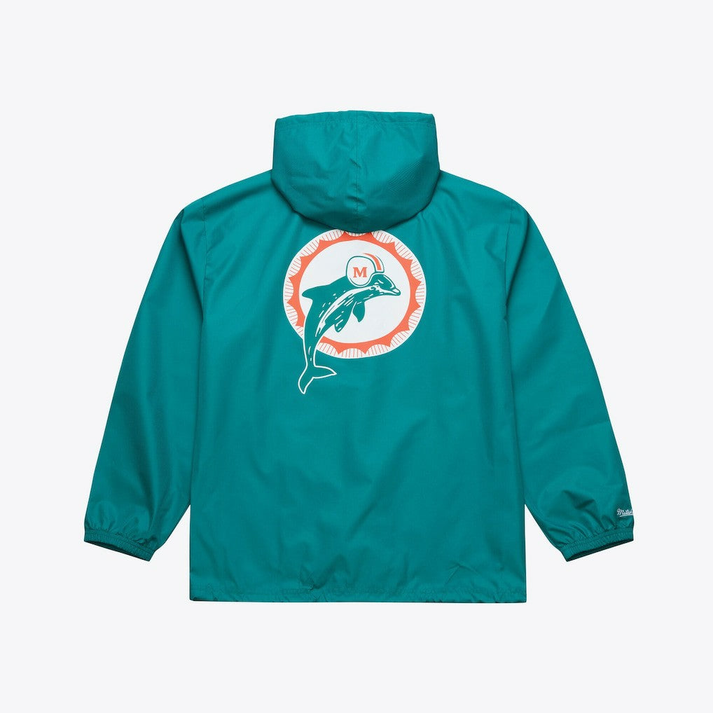 Miami Dolphins Coaches Full-Snap Hooded Windbreaker Jacket - Aqua Jackets