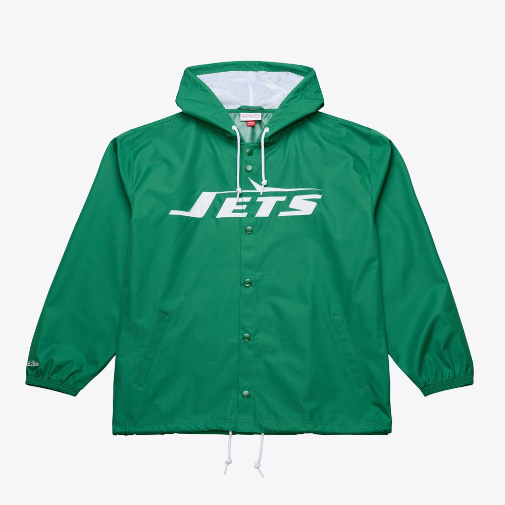 New York Jets Coaches Full-Snap Hooded Windbreaker Jacket - Green Jackets
