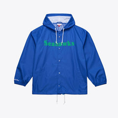 Seattle Seahawks Coaches Full-Snap Hooded Windbreaker Jacket - Royal Jackets