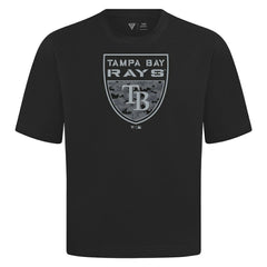 Tampa Bay Rays Levelwear Oversized Luxe Signature Knit Buckler T-Shirt - Black T-shirts