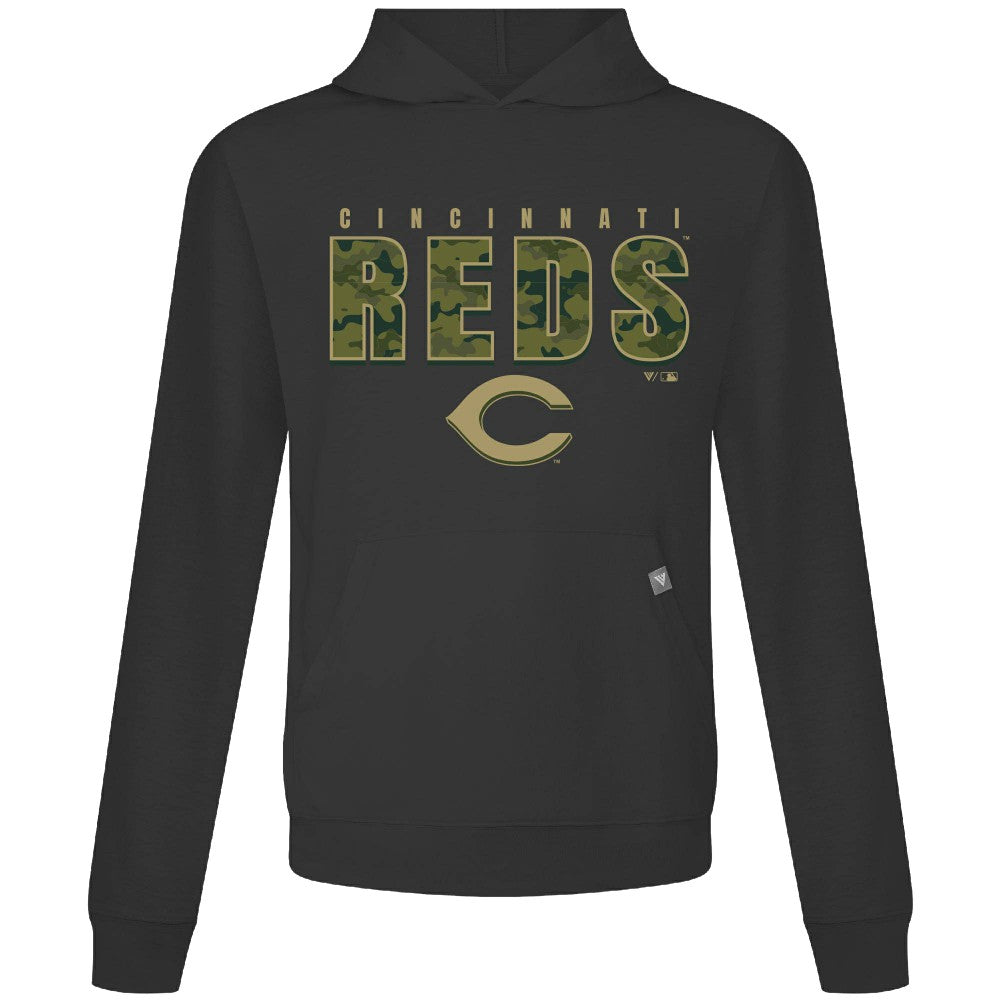 Cincinnati Reds Levelwear Relay Protect Pullover Hoodie - Black Hoodies