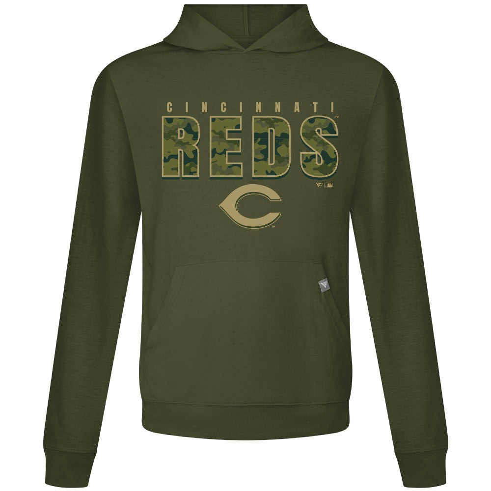 Cincinnati Reds Levelwear Relay Protect Pullover Hoodie - Green Hoodies