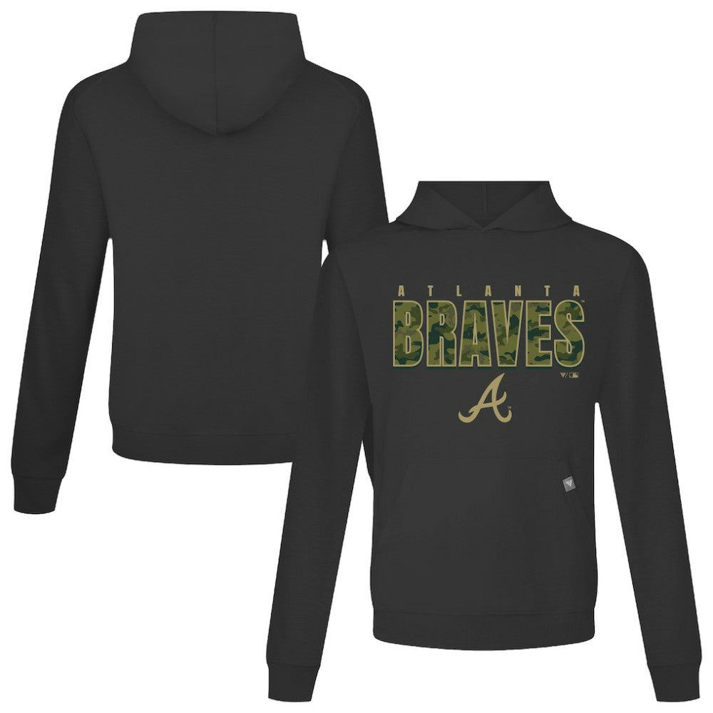 Atlanta Braves Levelwear Relay Protect Pullover Hoodie - Black Hoodies