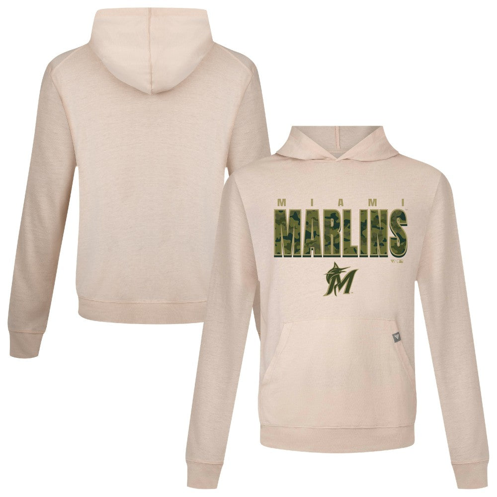 Miami Marlins Levelwear Relay Protect Pullover Hoodie - Khaki Hoodies