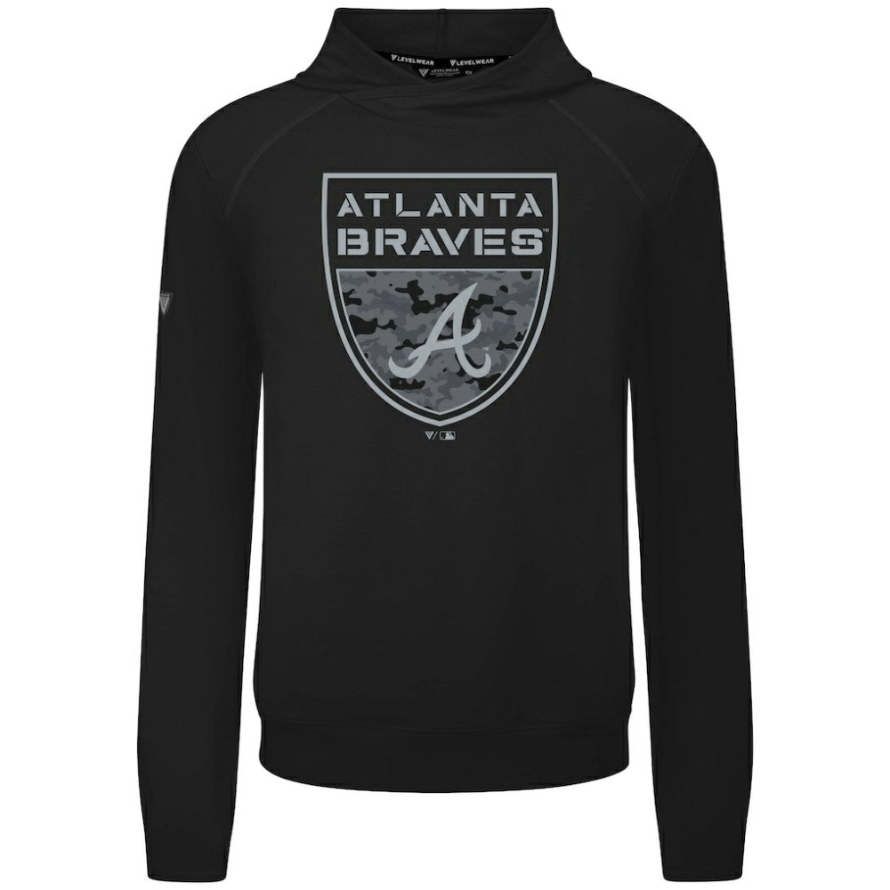 Atlanta Braves Levelwear Mandate Buckler Tri-Blend Pullover Hoodie - Black Hoodies