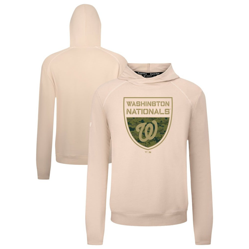 Washington Nationals Levelwear Mandate Buckler Tri-Blend Pullover Hoodie - Khaki Hoodies