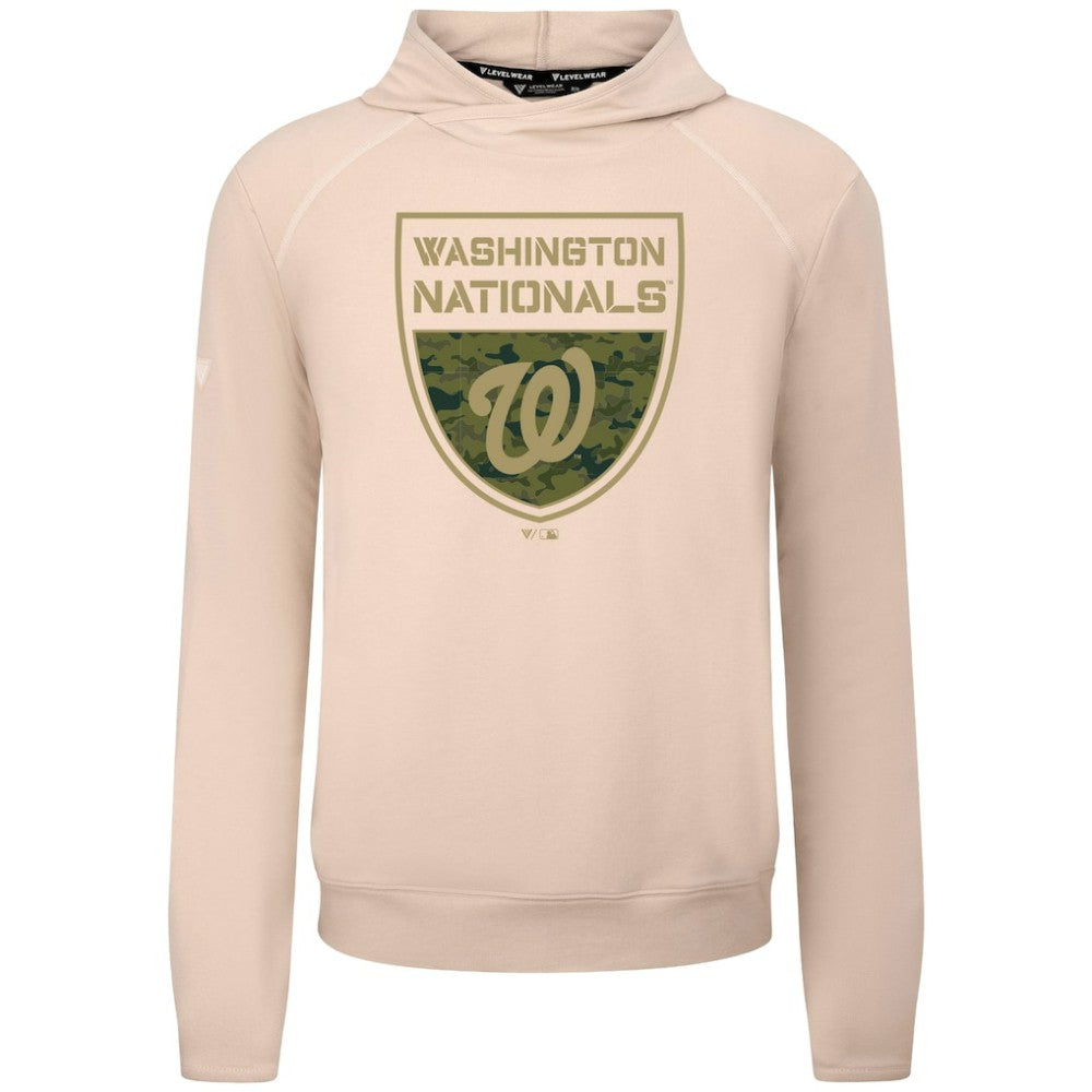 Washington Nationals Levelwear Mandate Buckler Tri-Blend Pullover Hoodie - Khaki Hoodies