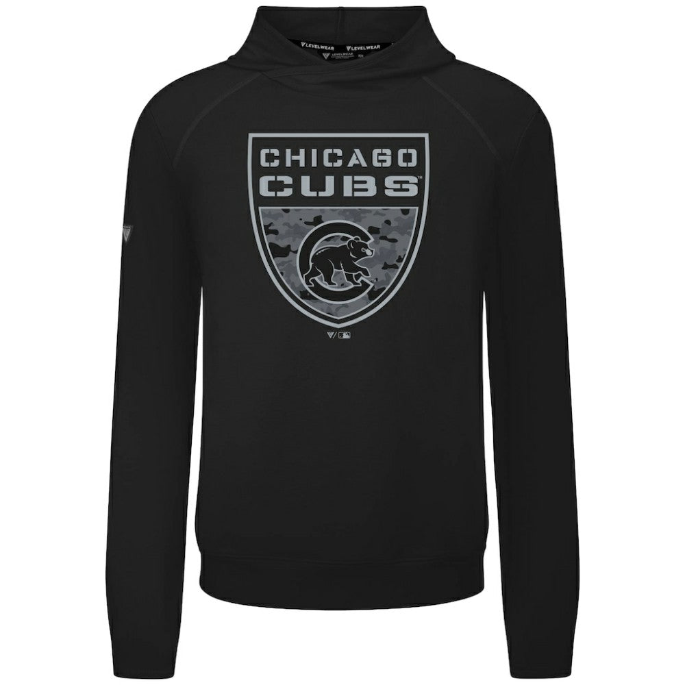 Chicago Cubs Levelwear Mandate Buckler Tri-Blend Pullover Hoodie - Black Hoodies