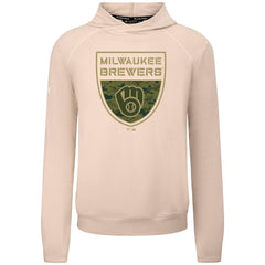 Milwaukee Brewers Levelwear Mandate Buckler Tri-Blend Pullover Hoodie - Khaki Hoodies