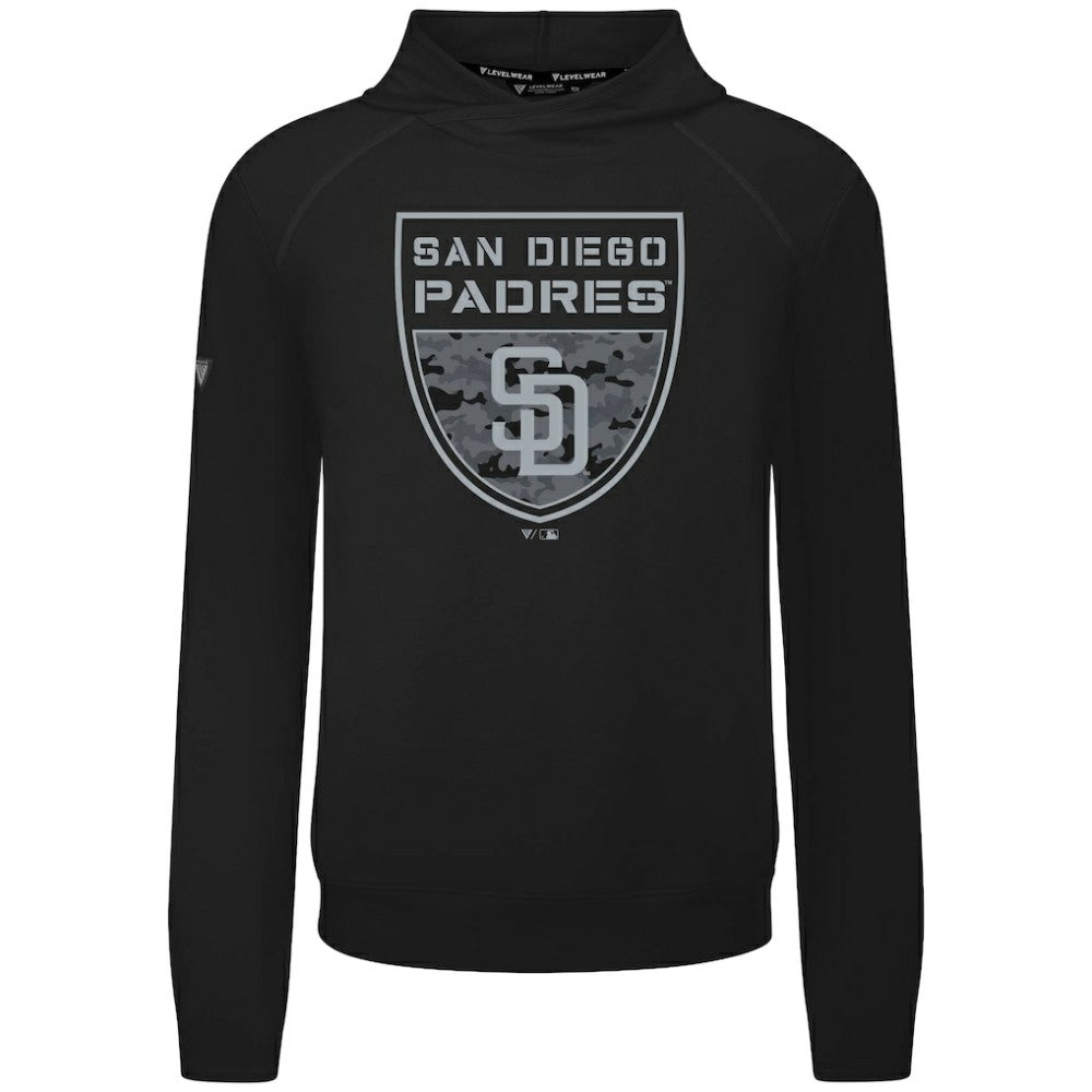 San Diego Padres Levelwear Mandate Buckler Tri-Blend Pullover Hoodie - Black Hoodies