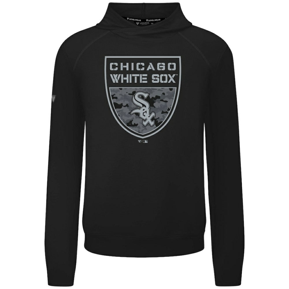 Chicago White Sox Levelwear Mandate Buckler Tri-Blend Pullover Hoodie - Black Hoodies
