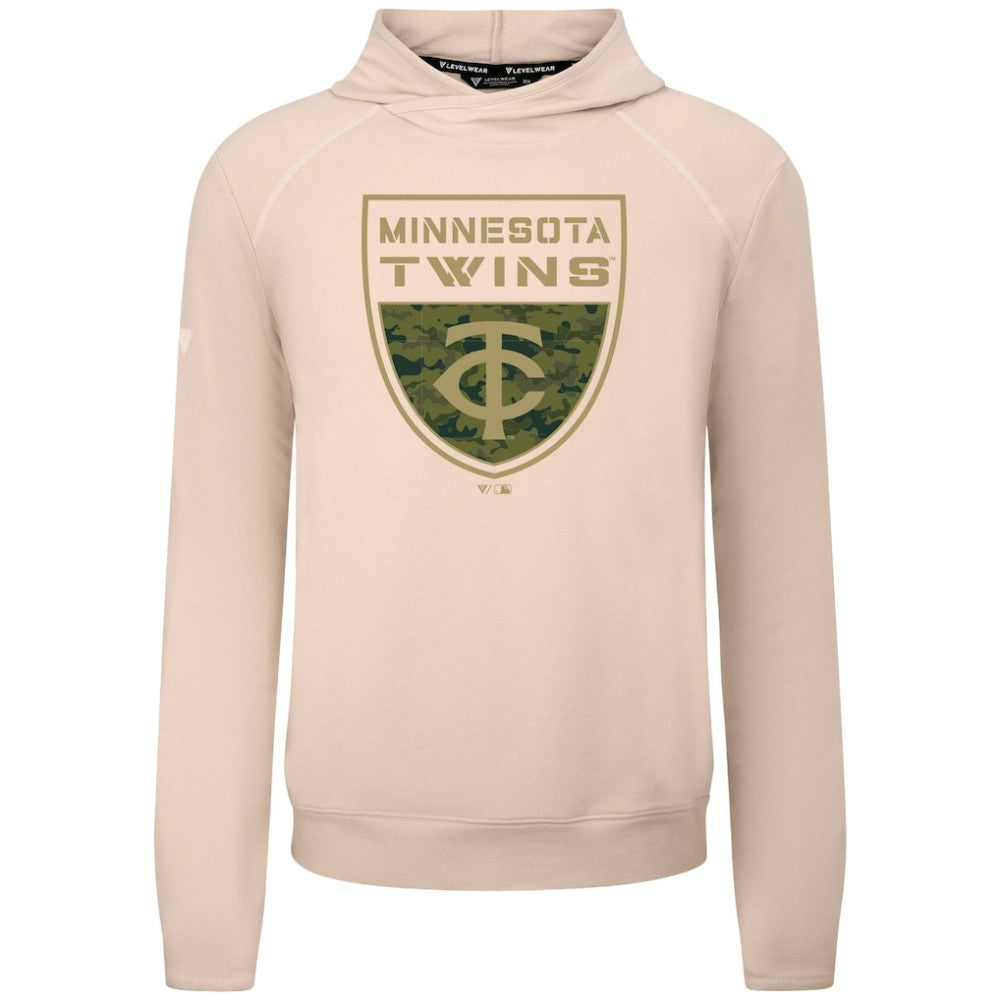 Minnesota Twins Levelwear Mandate Buckler Tri-Blend Pullover Hoodie - Khaki Hoodies
