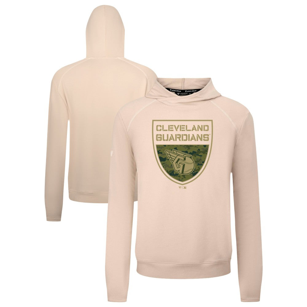 Cleveland Guardians Levelwear Mandate Buckler Tri-Blend Pullover Hoodie - Khaki Hoodies