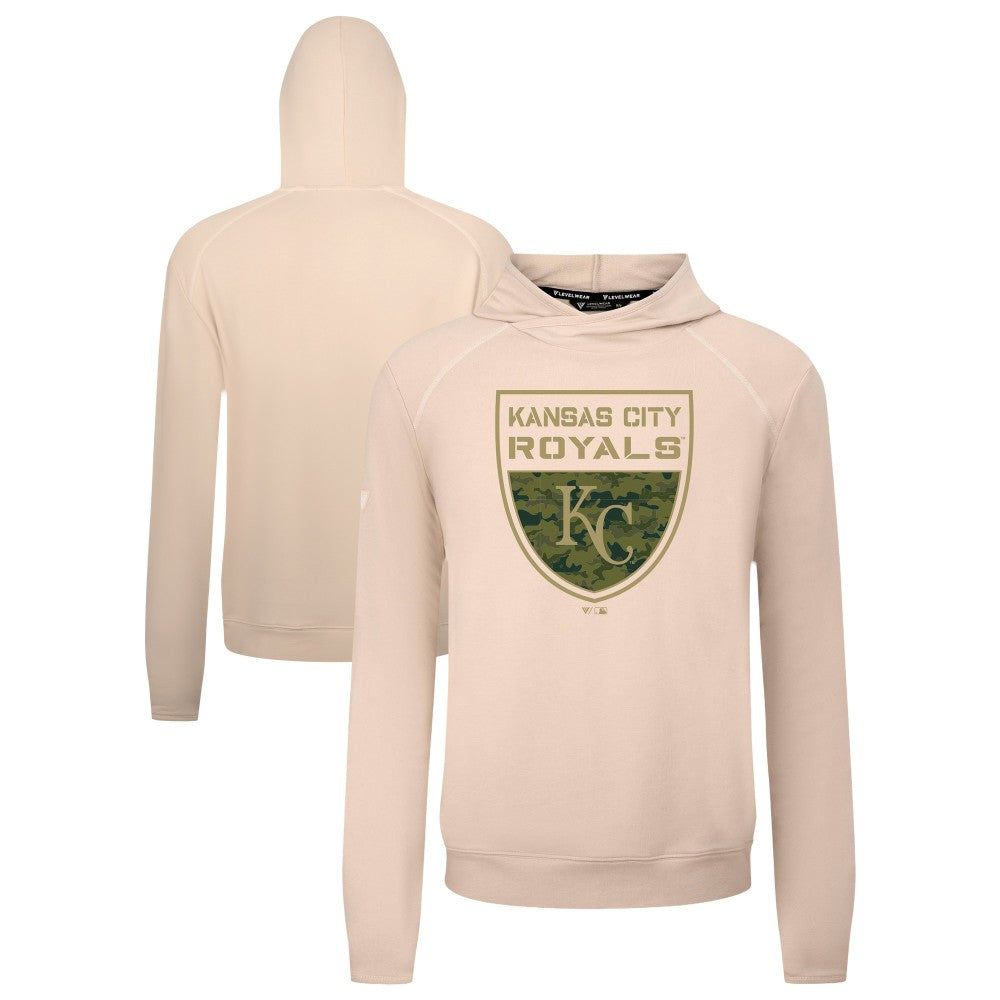 Kansas City Royals Levelwear Mandate Buckler Tri-Blend Pullover Hoodie - Khaki Hoodies