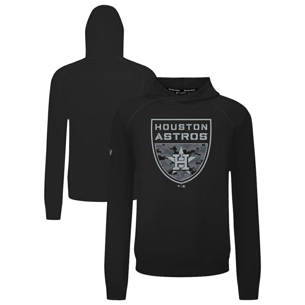 Houston Astros Levelwear Mandate Buckler Tri-Blend Pullover Hoodie - Black Hoodies