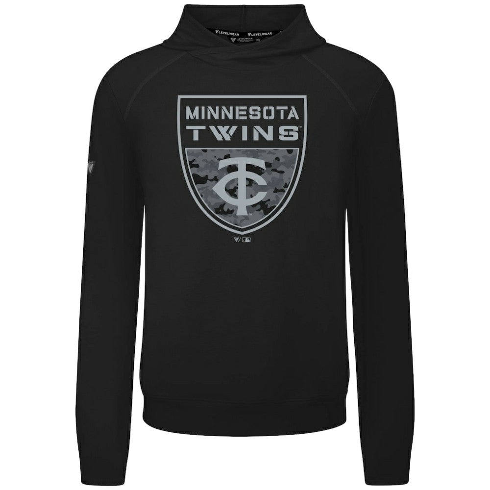 Minnesota Twins Levelwear Mandate Buckler Tri-Blend Pullover Hoodie - Black Hoodies
