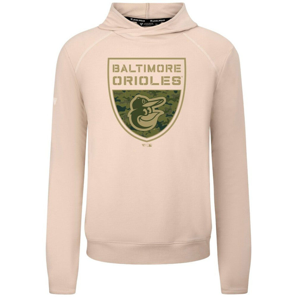 Baltimore Orioles Levelwear Mandate Buckler Tri-Blend Pullover Hoodie - Khaki Hoodies