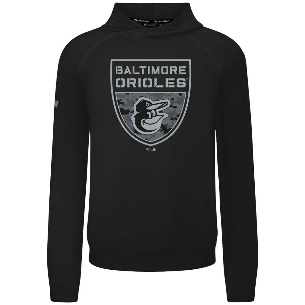 Baltimore Orioles Levelwear Mandate Buckler Tri-Blend Pullover Hoodie - Black Hoodies
