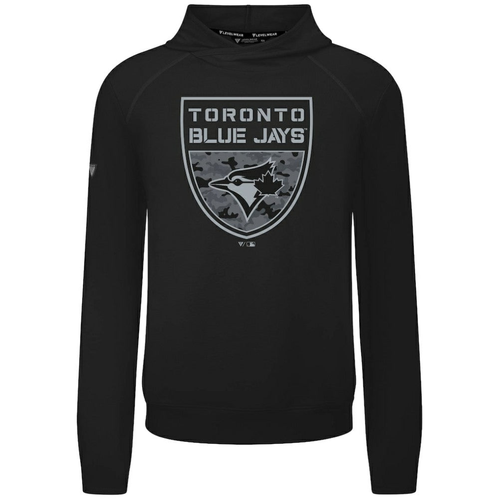 Toronto Blue Jays Levelwear Mandate Buckler Tri-Blend Pullover Hoodie - Black Hoodies