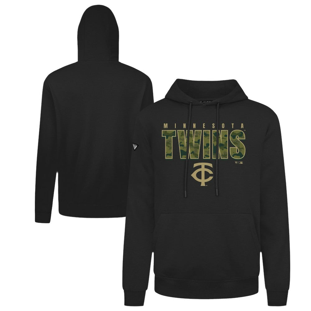 Minnesota Twins Levelwear Podium Protect Pullover Hoodie - Black Hoodies