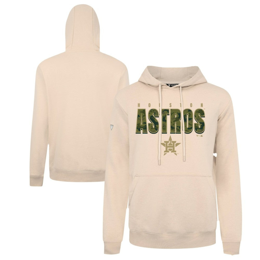 Houston Astros Levelwear Podium Protect Pullover Hoodie - Khaki Hoodies