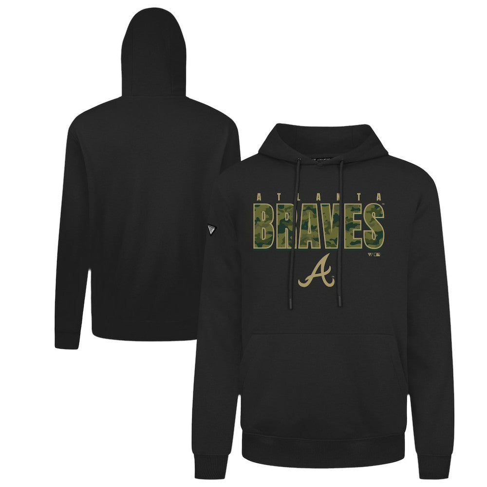 Atlanta Braves Levelwear Podium Protect Pullover Hoodie - Black Hoodies