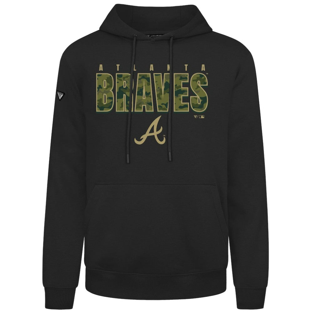 Atlanta Braves Levelwear Podium Protect Pullover Hoodie - Black Hoodies