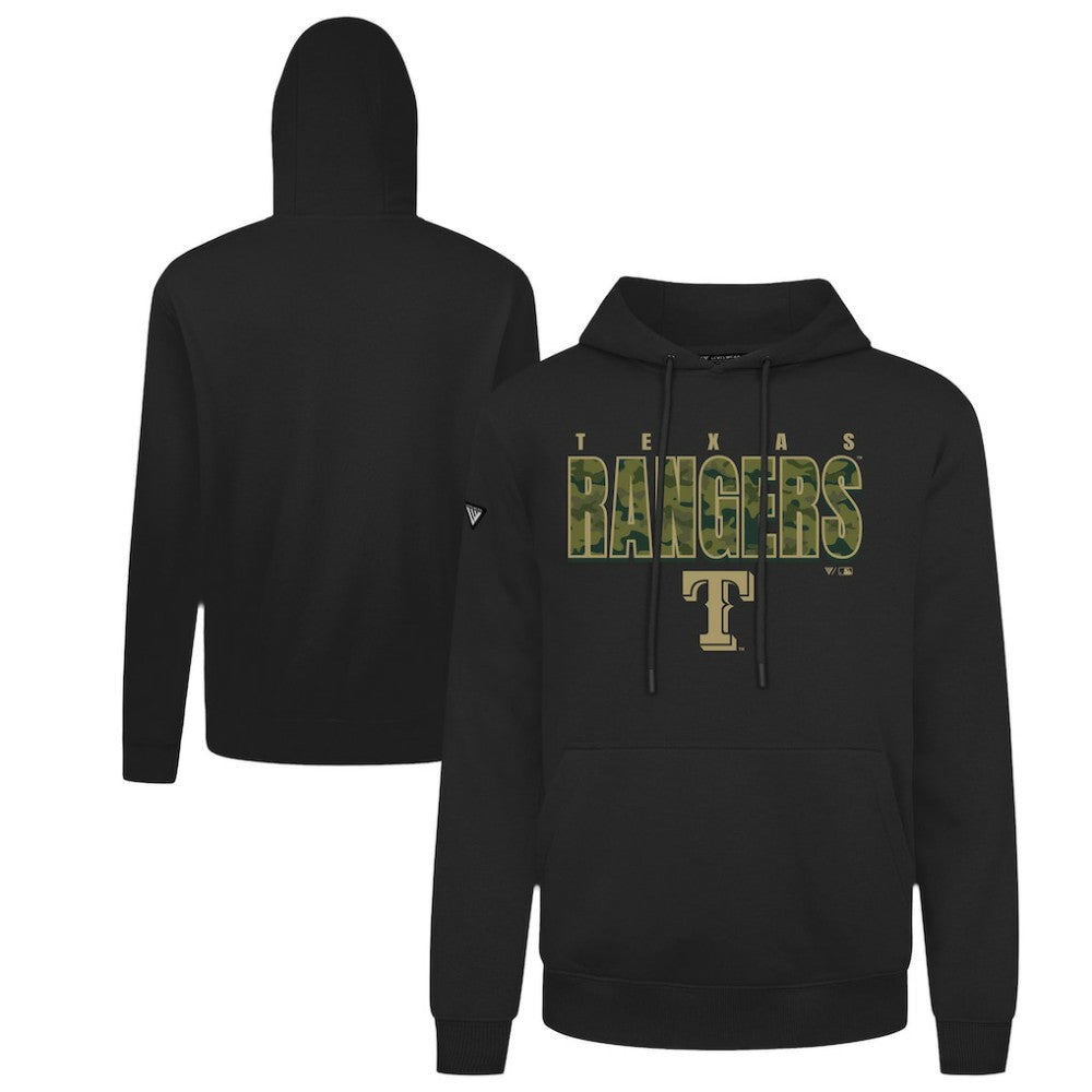 Texas Rangers Levelwear Podium Protect Pullover Hoodie - Black Hoodies
