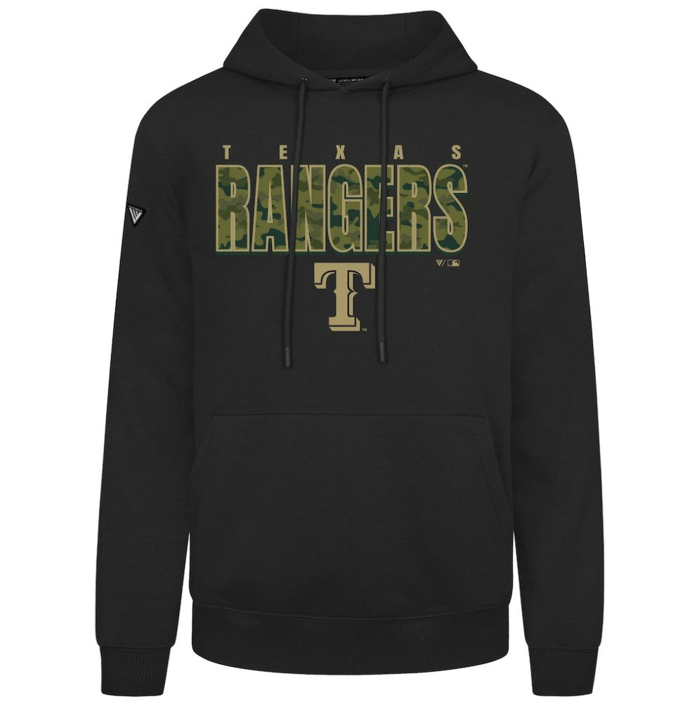 Texas Rangers Levelwear Podium Protect Pullover Hoodie - Black Hoodies