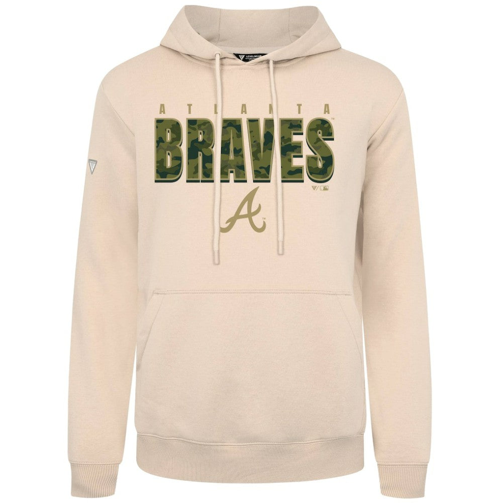 Atlanta Braves Levelwear Podium Protect Pullover Hoodie - Khaki Hoodies