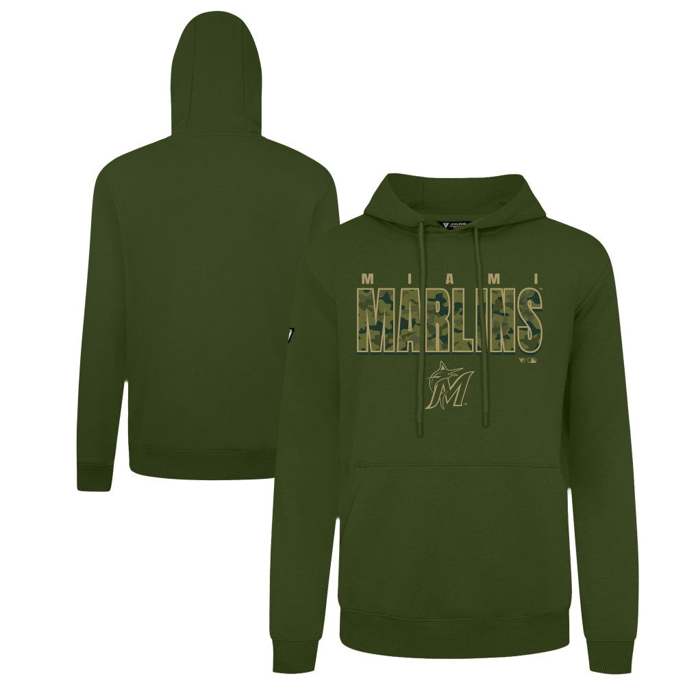 Miami Marlins Levelwear Podium Protect Pullover Hoodie - Green Hoodies