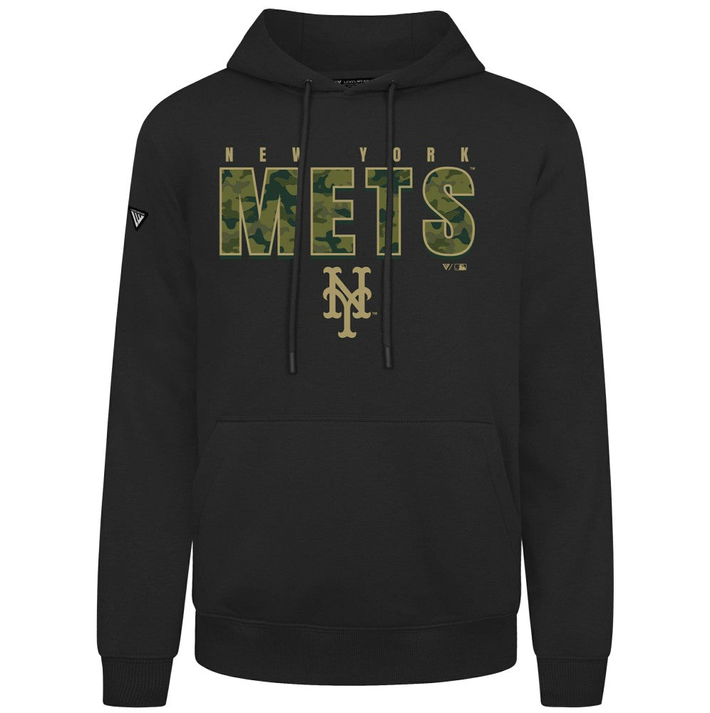 New York Mets Levelwear Podium Protect Pullover Hoodie - Black Hoodies