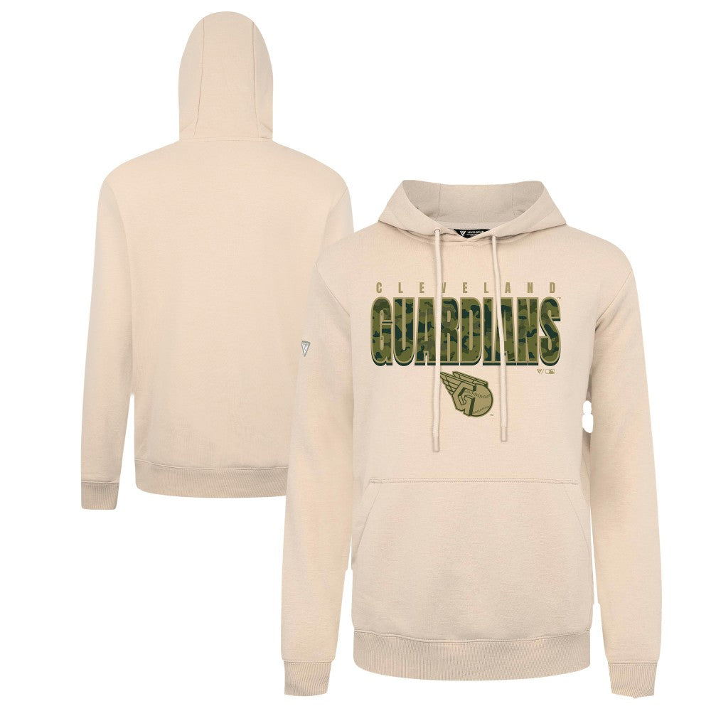 Cleveland Guardians Levelwear Podium Protect Pullover Hoodie - Khaki Hoodies