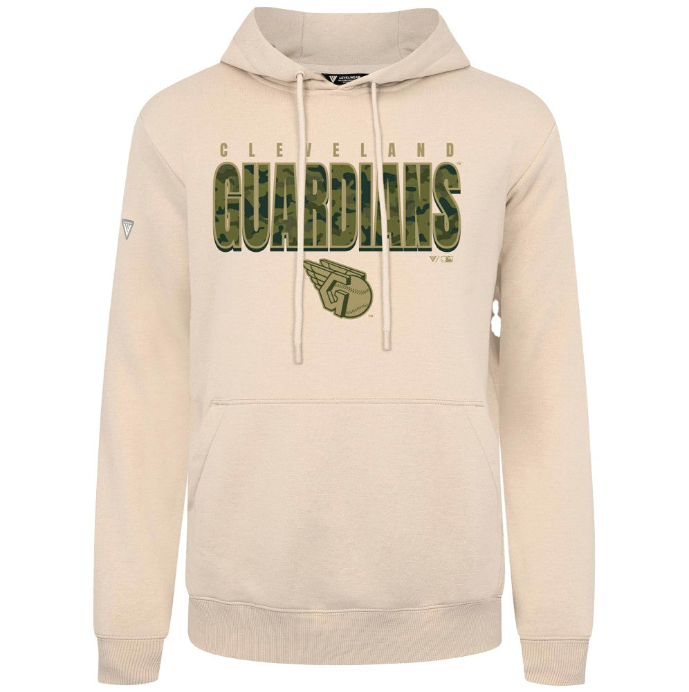 Cleveland Guardians Levelwear Podium Protect Pullover Hoodie - Khaki Hoodies