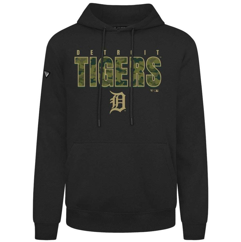 Detroit Tigers Levelwear Podium Protect Pullover Hoodie - Black Hoodies