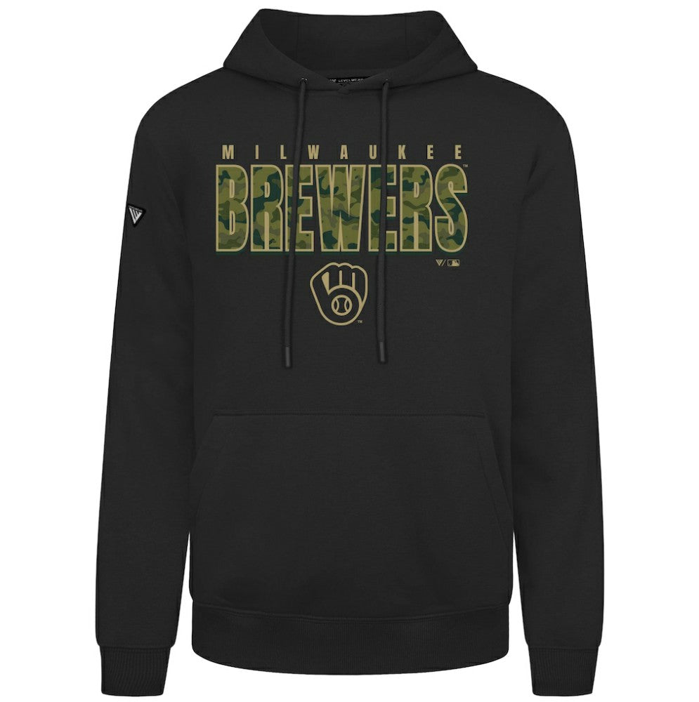 Milwaukee Brewers Levelwear Podium Protect Pullover Hoodie - Black Hoodies