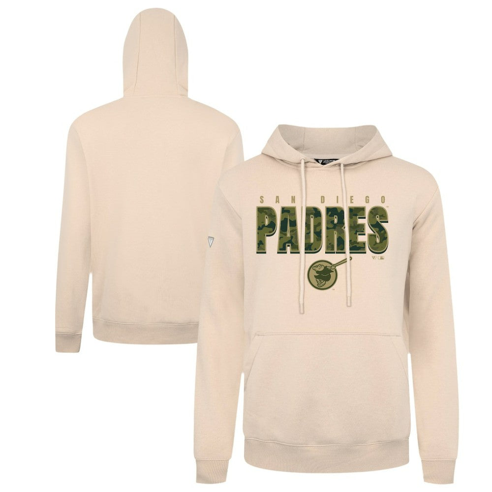 San Diego Padres Levelwear Podium Protect Pullover Hoodie - Khaki Hoodies