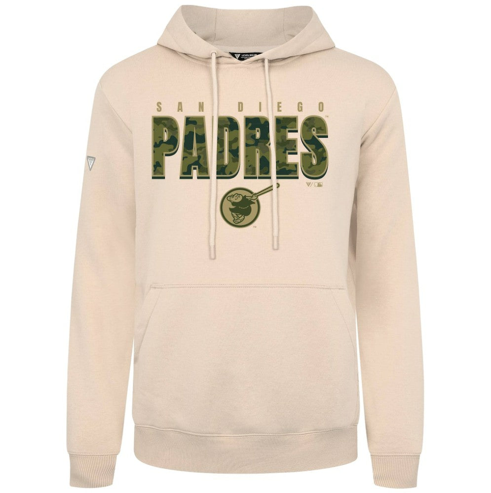 San Diego Padres Levelwear Podium Protect Pullover Hoodie - Khaki Hoodies