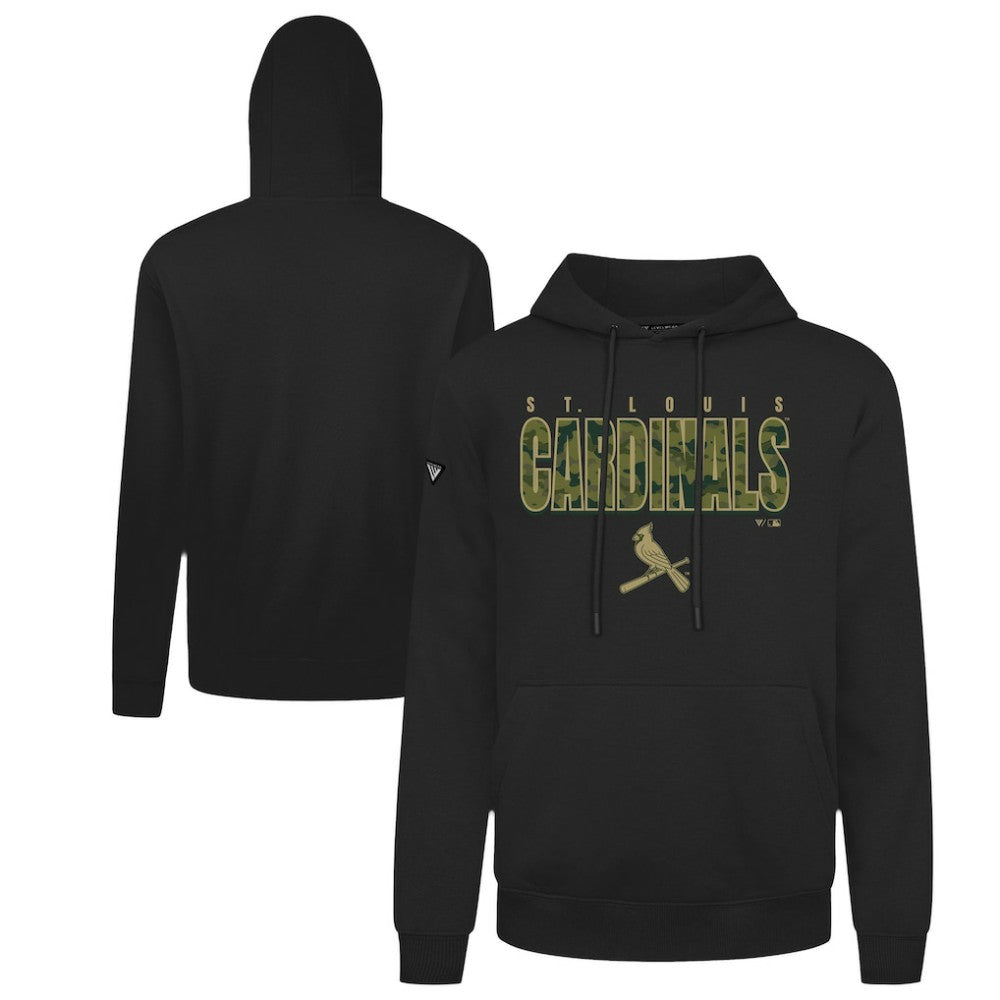 St. Louis Cardinals Levelwear Podium Protect Pullover Hoodie - Black Hoodies