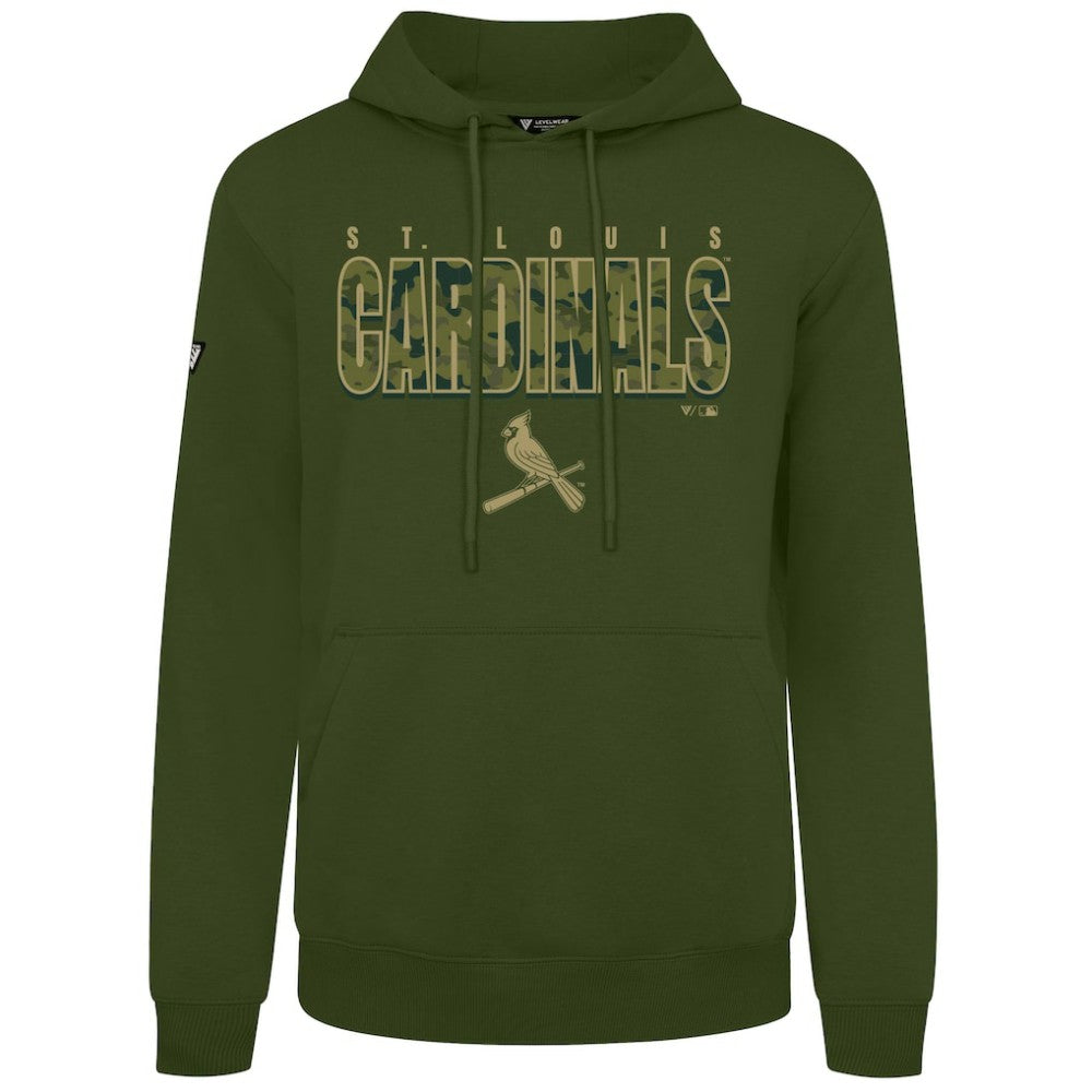 St. Louis Cardinals Levelwear Podium Protect Pullover Hoodie - Green Hoodies