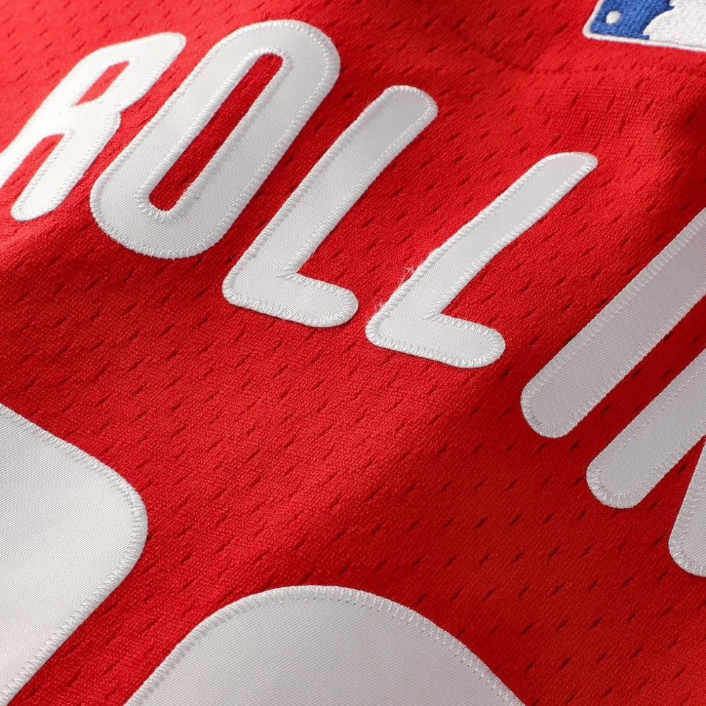 Jimmy Rollins Philadelphia Phillies Mitchell & Ness Cooperstown Mesh Batting Practice Button-Up Jersey - Red Jerseys