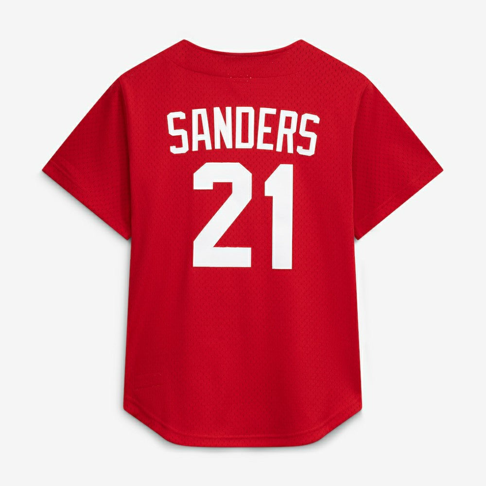 Deion Sanders Cincinnati Reds Mitchell & Ness Cooperstown Mesh Batting Practice Button-Up Jersey - Red Jerseys