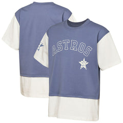 Houston Astros Outerstuff Youth Ultimate Pastels Premium Double Run T-Shirt - Navy/Cream T-shirts