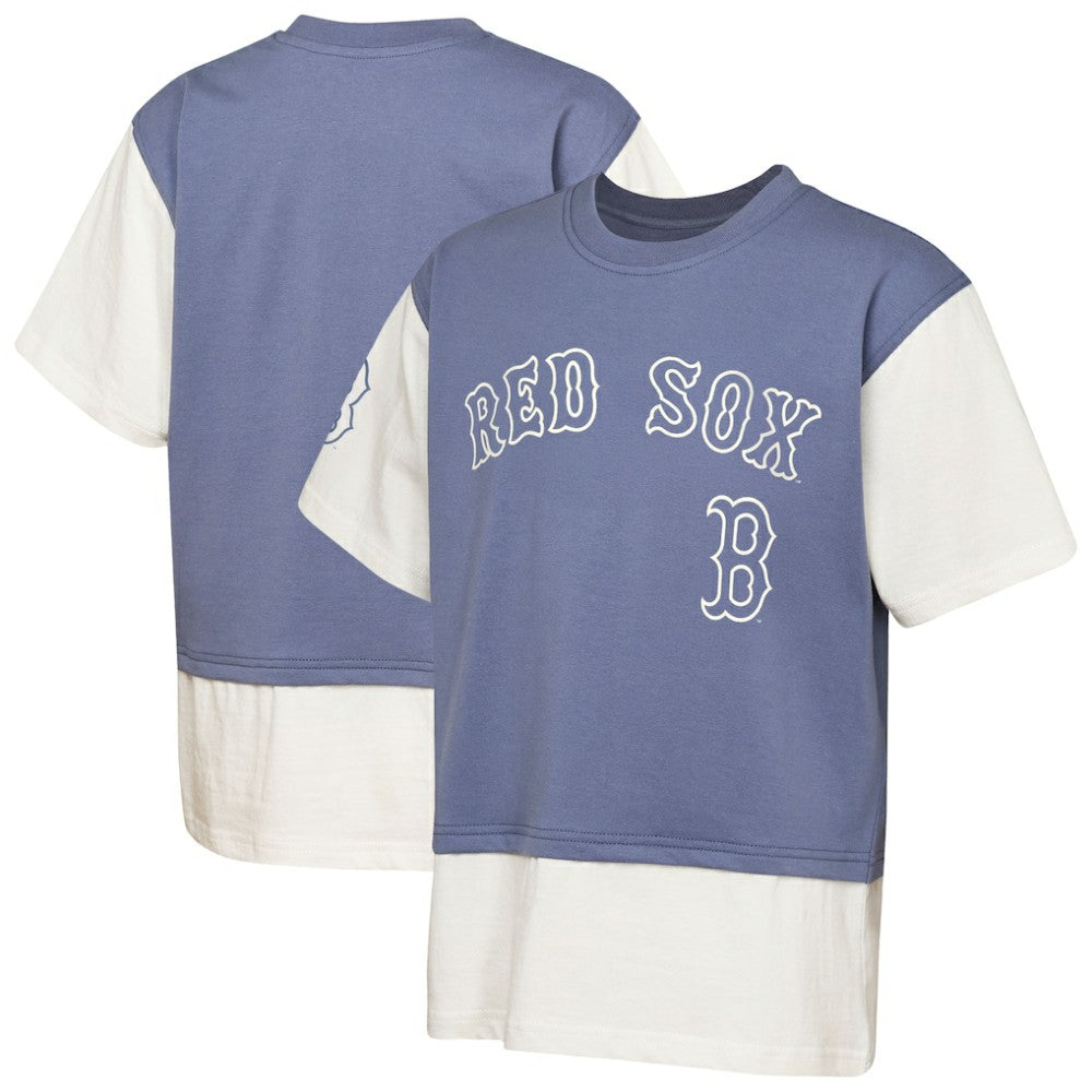 Boston Red Sox Outerstuff Youth Ultimate Pastels Premium Double Run T-Shirt - Navy/Cream T-shirts