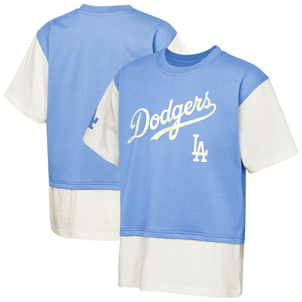 Los Angeles Dodgers Outerstuff Youth Ultimate Pastels Premium Double Run T-Shirt - Royal/Cream T-shirts