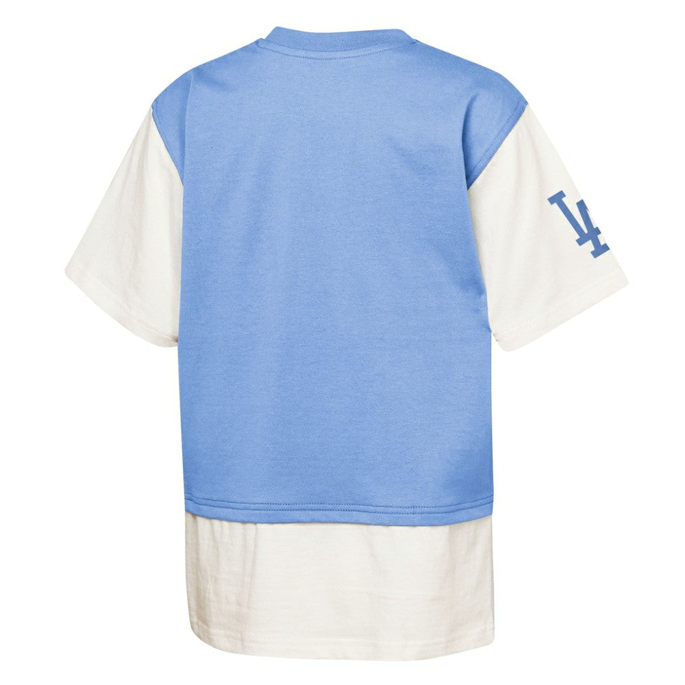 Los Angeles Dodgers Outerstuff Youth Ultimate Pastels Premium Double Run T-Shirt - Royal/Cream T-shirts