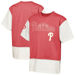Philadelphia Phillies Outerstuff Youth Ultimate Pastels Premium Double Run T-Shirt - Red/Cream T-shirts