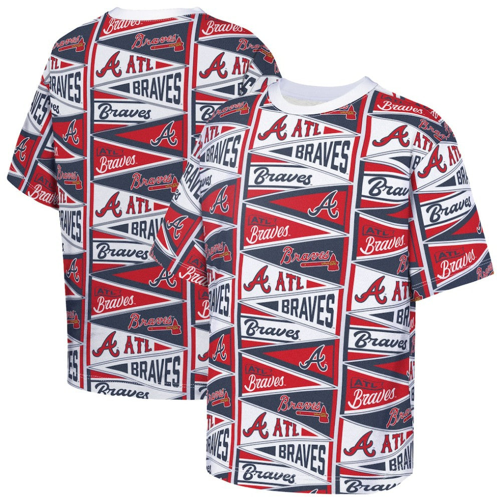 Atlanta Braves Outerstuff Youth All-Over Pennant T-Shirt - Red T-shirts